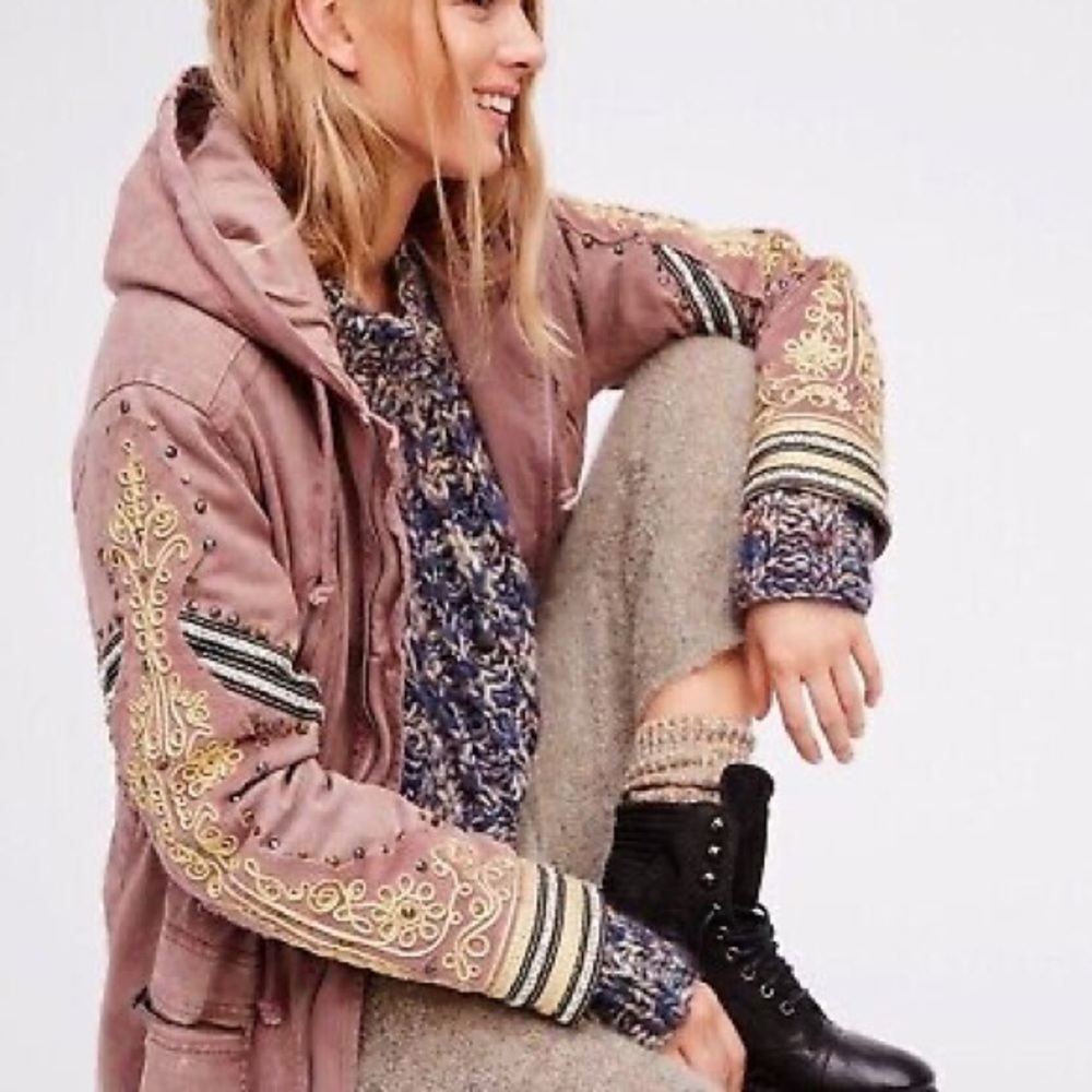 Free People Embellished Military Jacket
